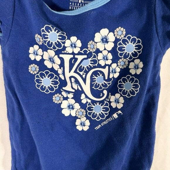 Kansas City Royals One Piece Baby 0-3 Months Blue Short Sleeve Snap Graphic Prin - Picture 2 of 4